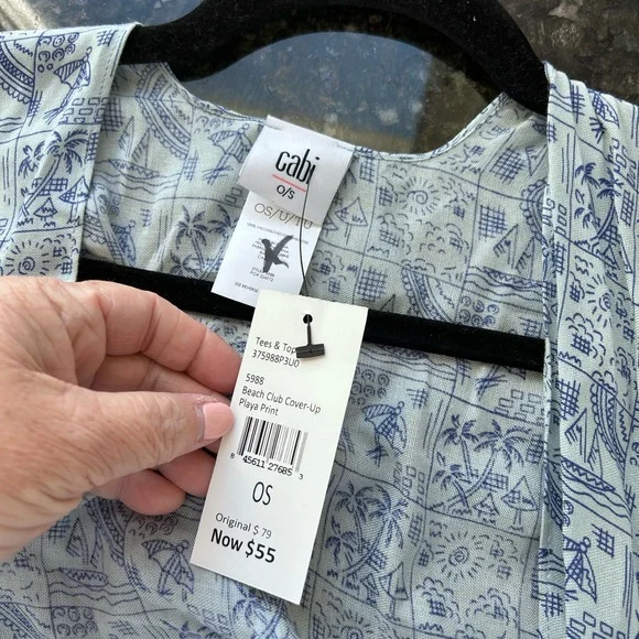 NWT CABI Beach Club Cover Up in Playa Print. Tropical. Cruise wear. Kimono - Picture 12 of 15
